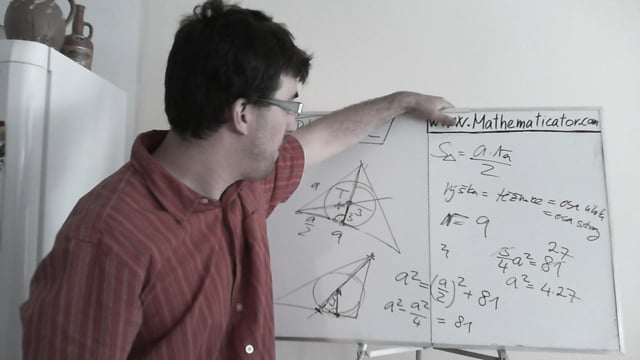 Planimetrie 4 - příklad 3 - trojúhelník a kružnice vepsaná