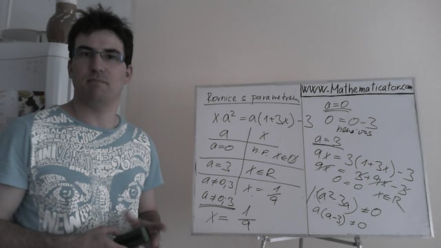 Lineární rovnice s parametrem - příklad 3