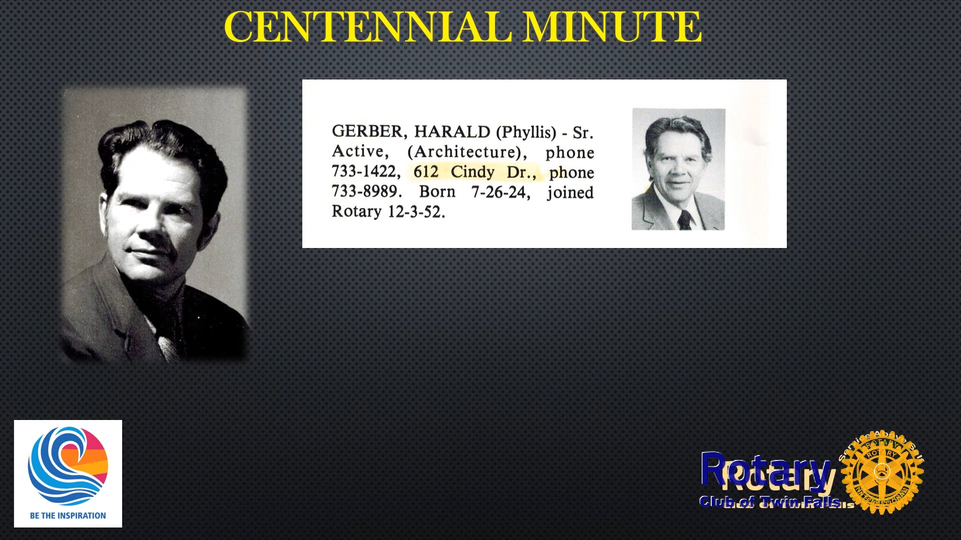 Centennial Minute-Harald Gerber