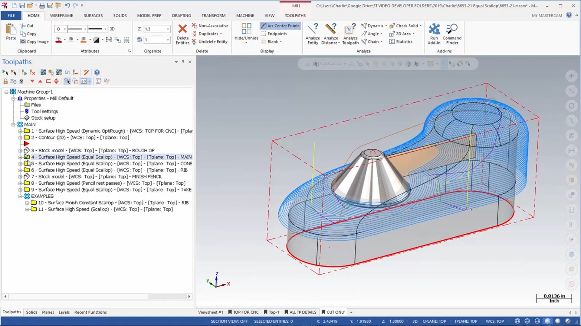 3D Mill Finishing Toolpaths