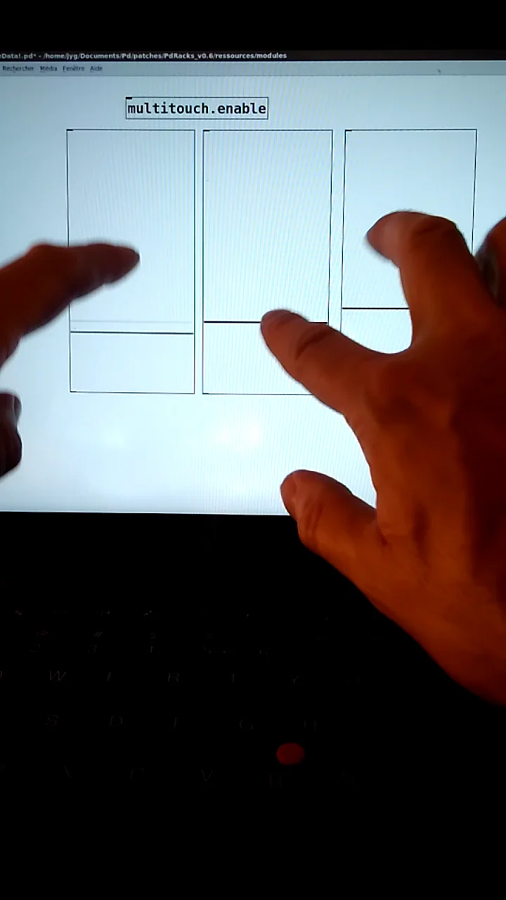 Pure Data Multitouch (pd >= 0.48), linux + laptop with touchscreen on Vimeo