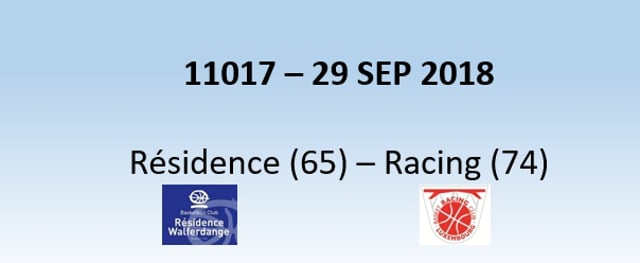 N1H 11017 Résidence (65) - Racing (74) 29/09/2018