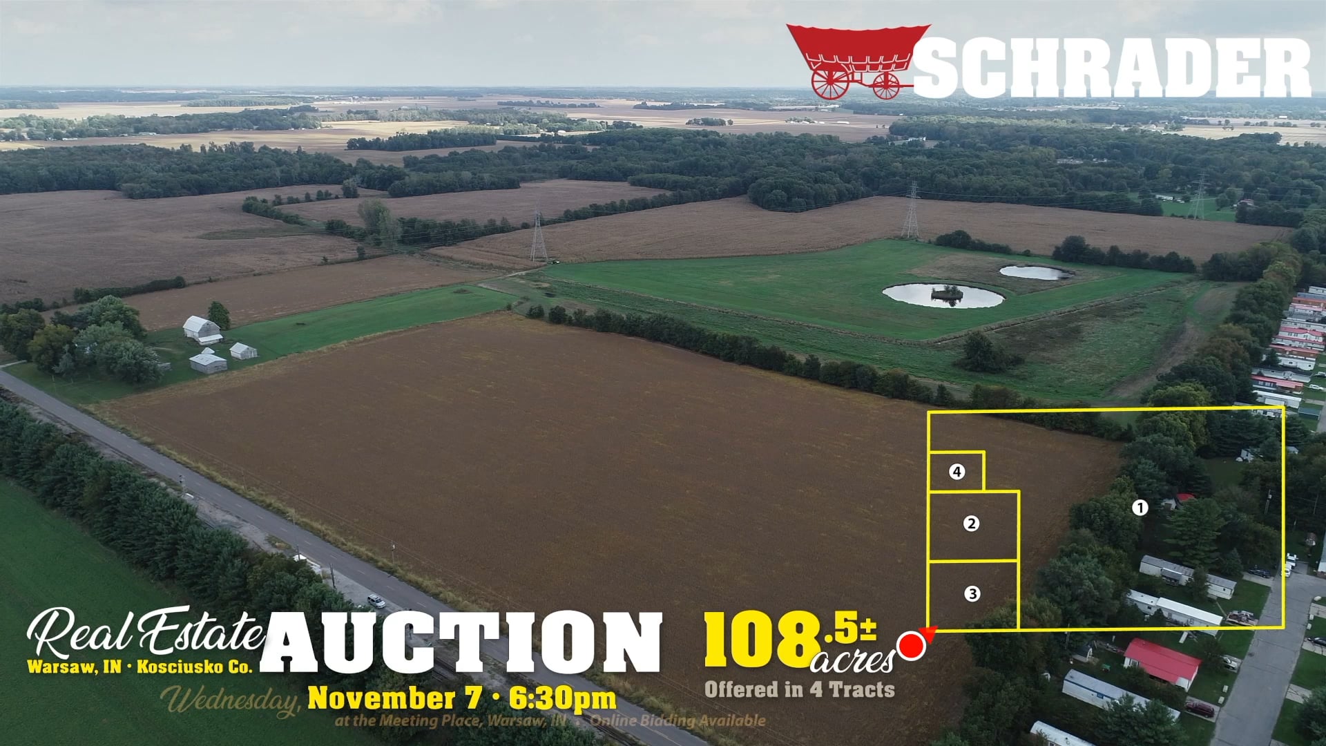 REAL ESTATE AUCTION 108.5+/ ACRES OFFERED IN 4 TRACTS IN KOSCIUSKO