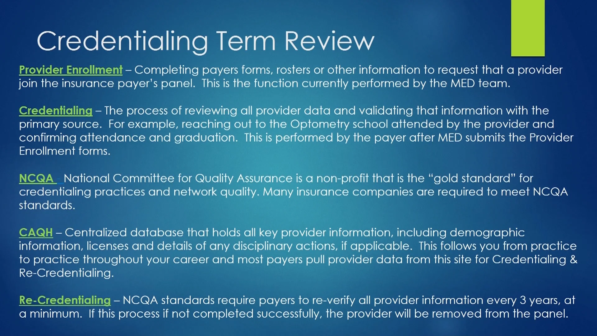 Credentialing FAQ 2 Webinar Video - MyEyeDoctor on Vimeo