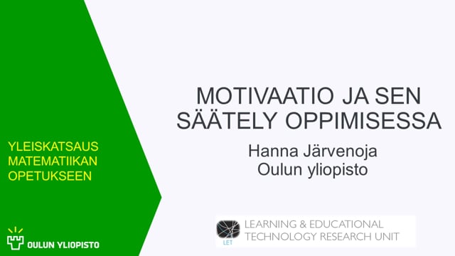 Motivaatio ja sen säätely oppimisessa, Hanna Järvenoja #OO