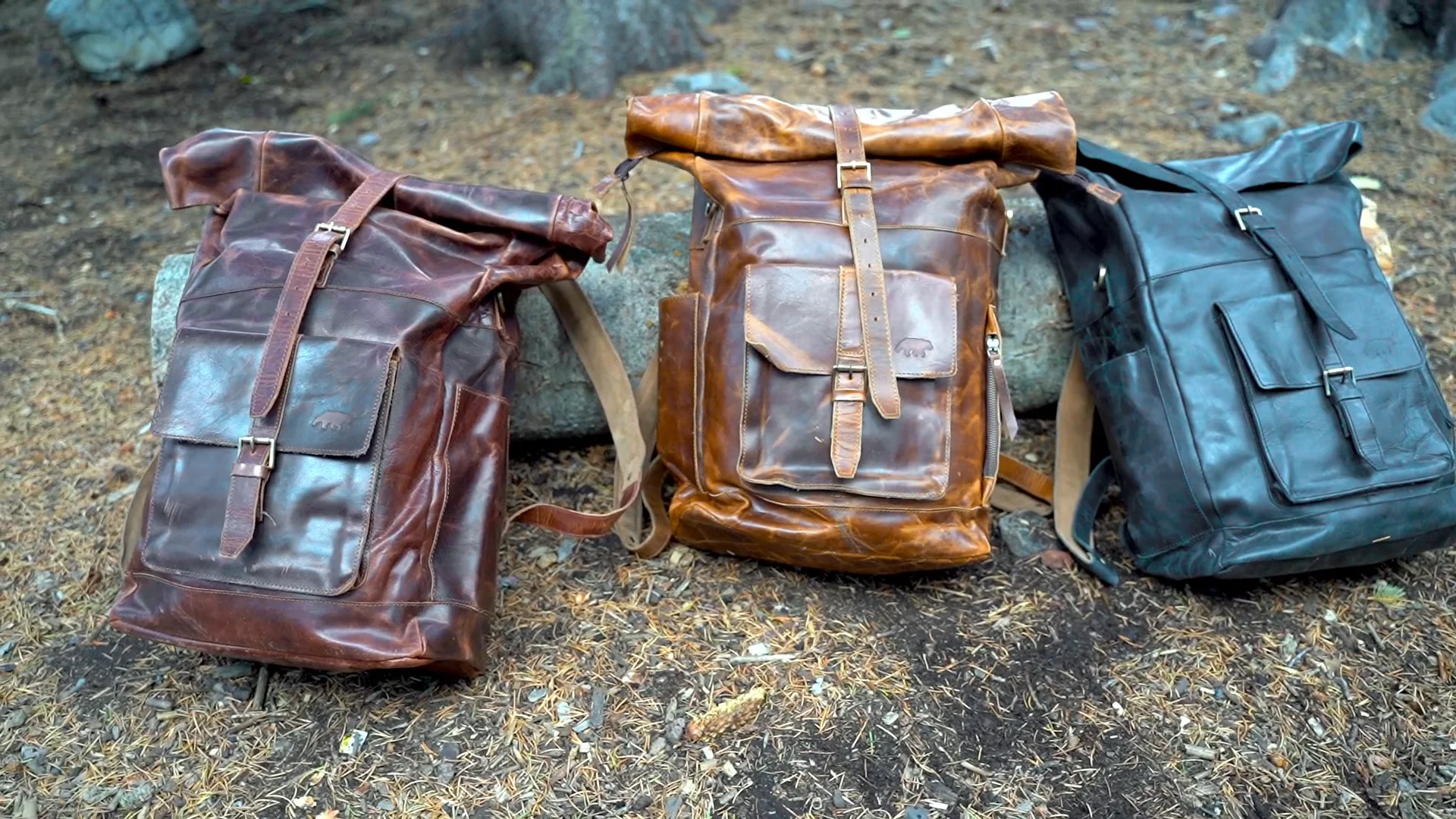 Kobuk Leather Genuine Leather Backpack Mens All Black Leather