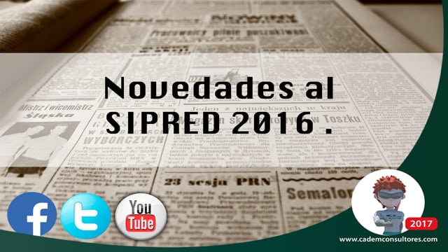 Novedades al SIPRED 2016.