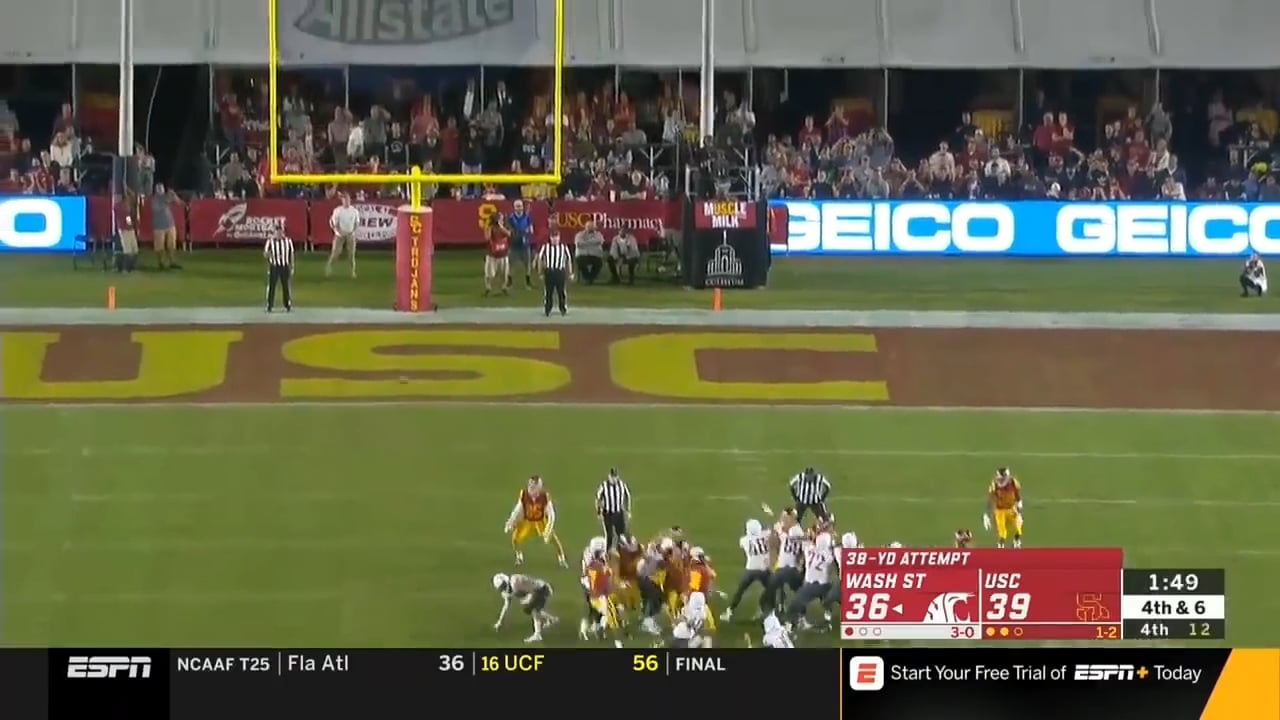 Allstate 9.21.18 Washington State vs. USC Blocked GameTying Field