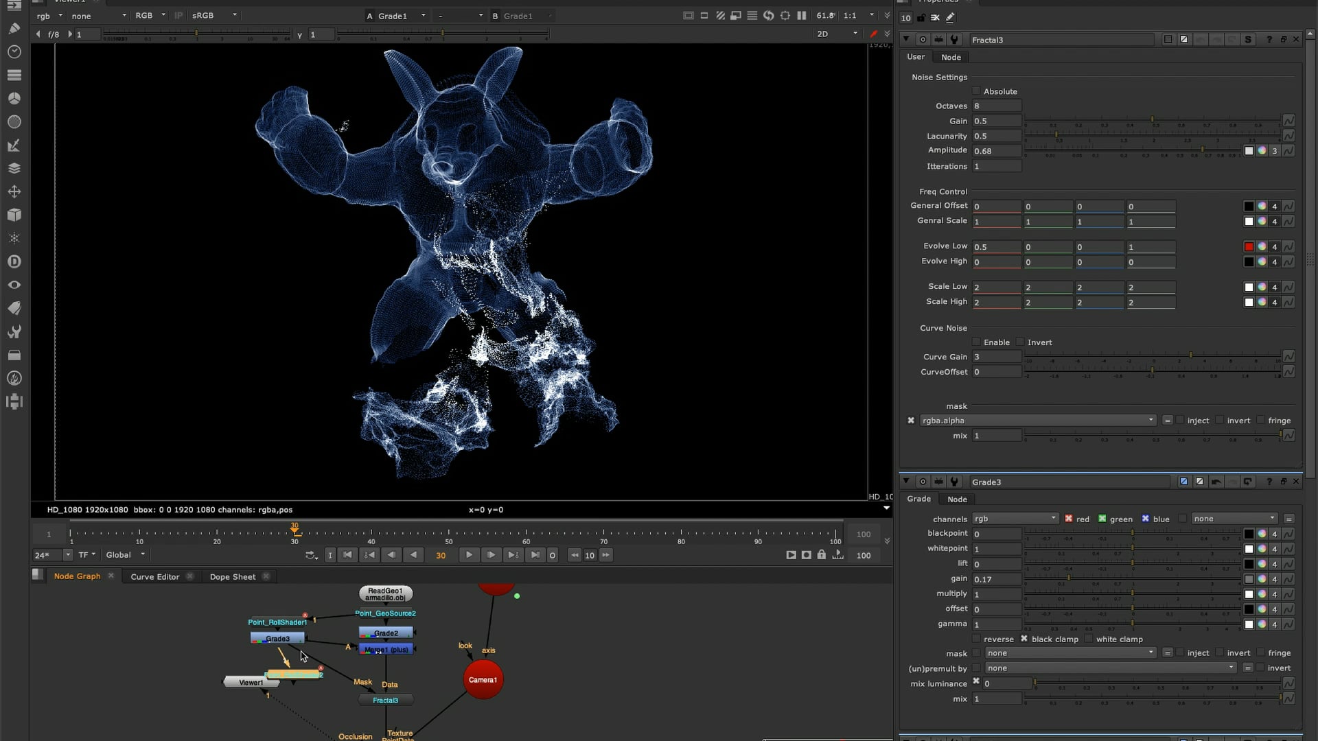 Nuke Point Render - Dissolving an external model.