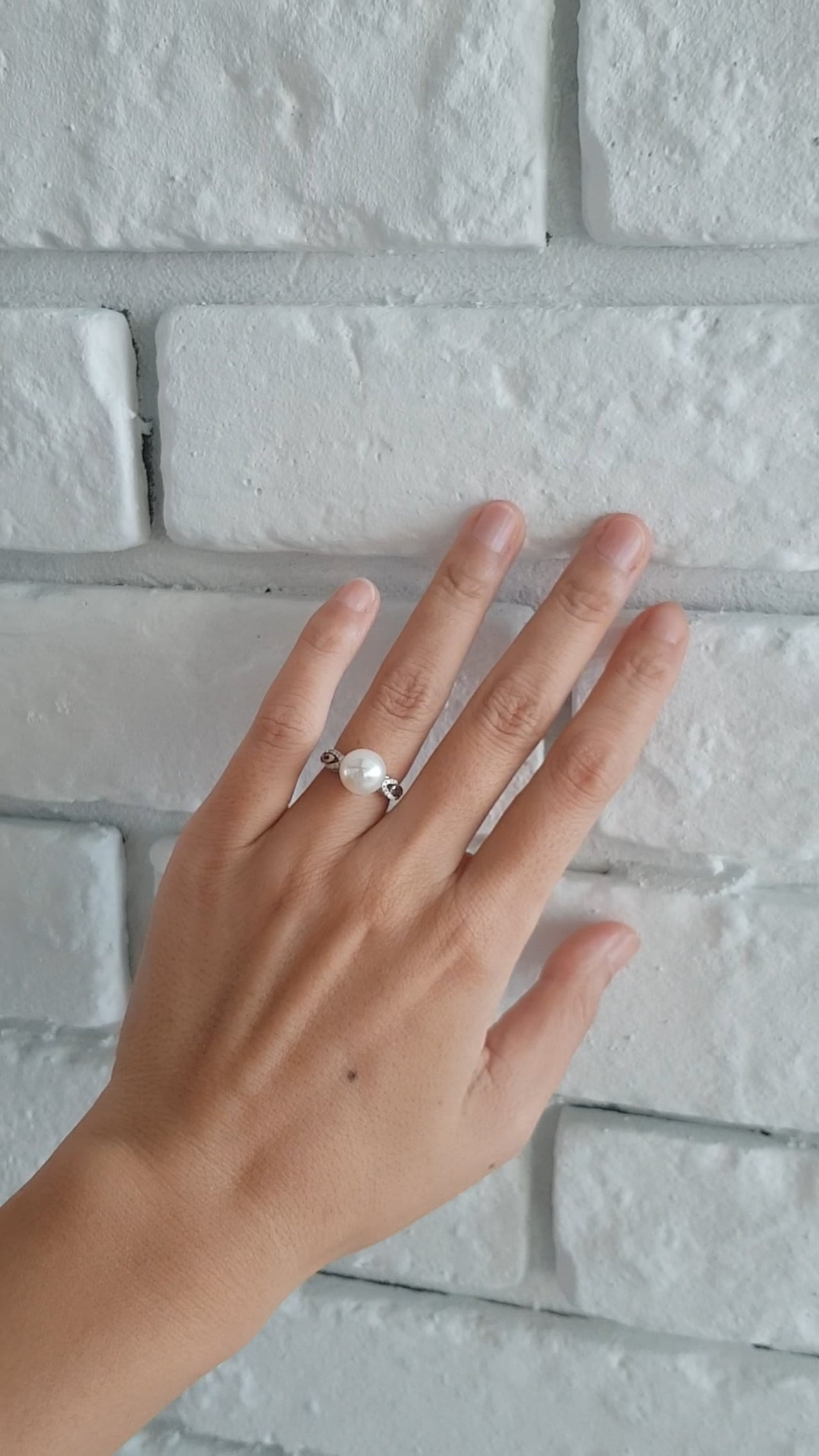 Anello couple danseur - Perla d'acqua dolce - Oro bianco, diamante - Gemperles