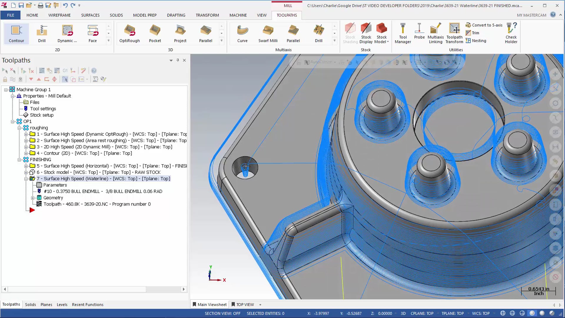 3D Mill Finishing Toolpaths