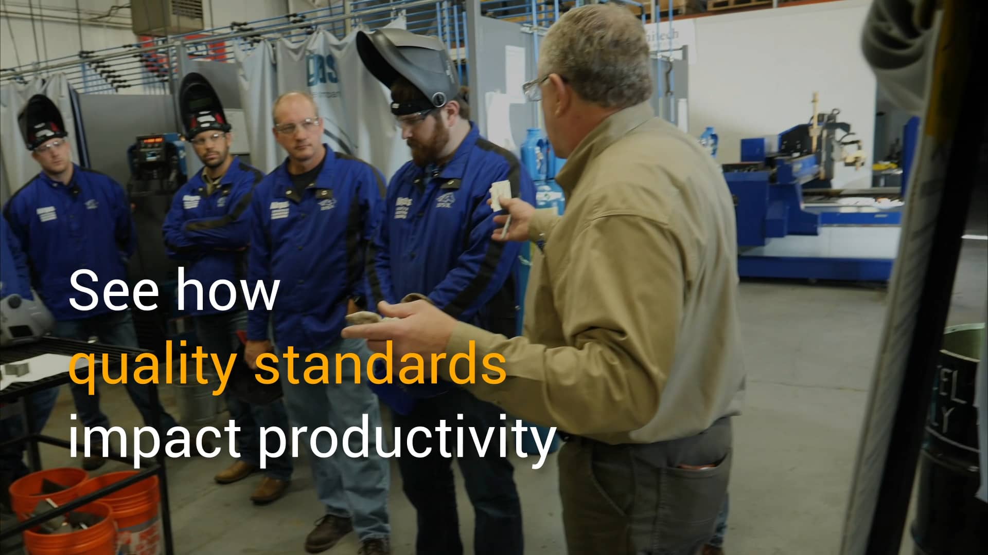 Welding customers with an Airgas expert.