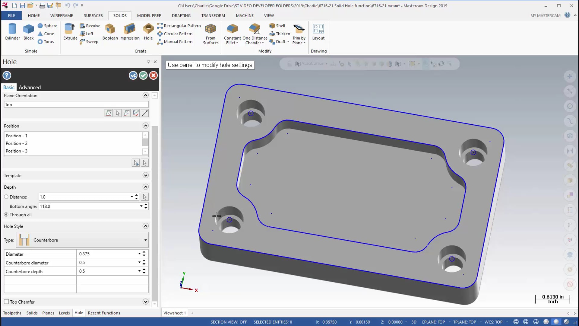 Solid Hole Function