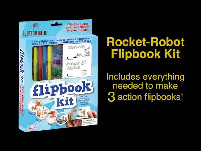 FlipBook Kit : Robot and Rockets Set : DIY Paper Animation