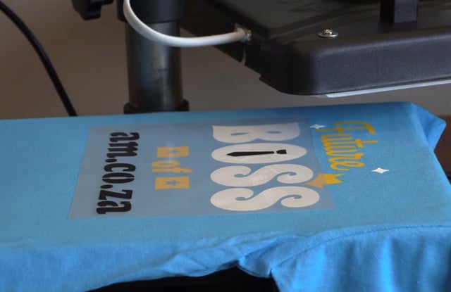 Multi-Colour Heat Transfer Vinyls Cut on V-Auto Vinyl Cutter and Press on Cotton T-Shirt on Heatware Heat Press