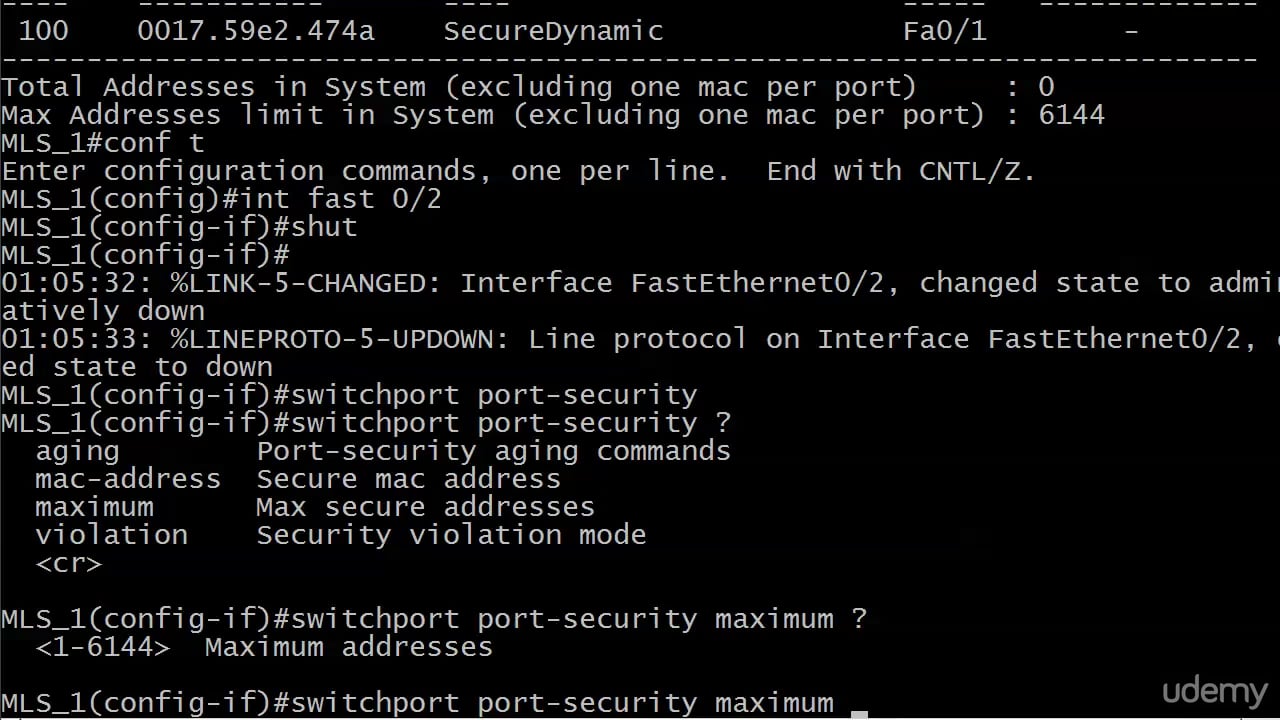 003 Security 3 Port Security Max Addresses Lab on Vimeo