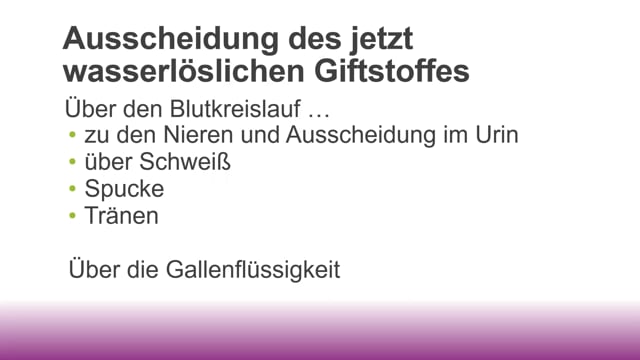 Optimale Ausscheidung der Giftstoffe
