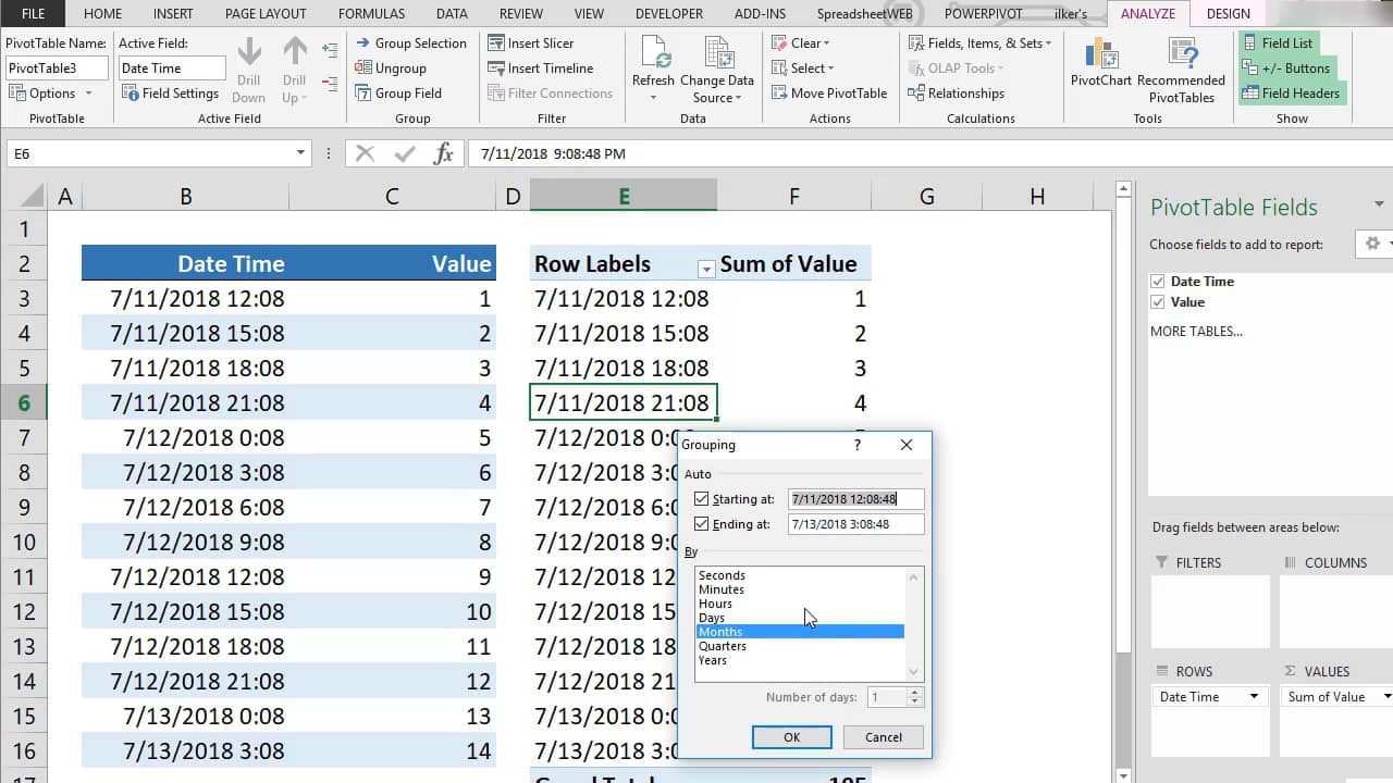 Grouping Dates in Pivot Table on Vimeo