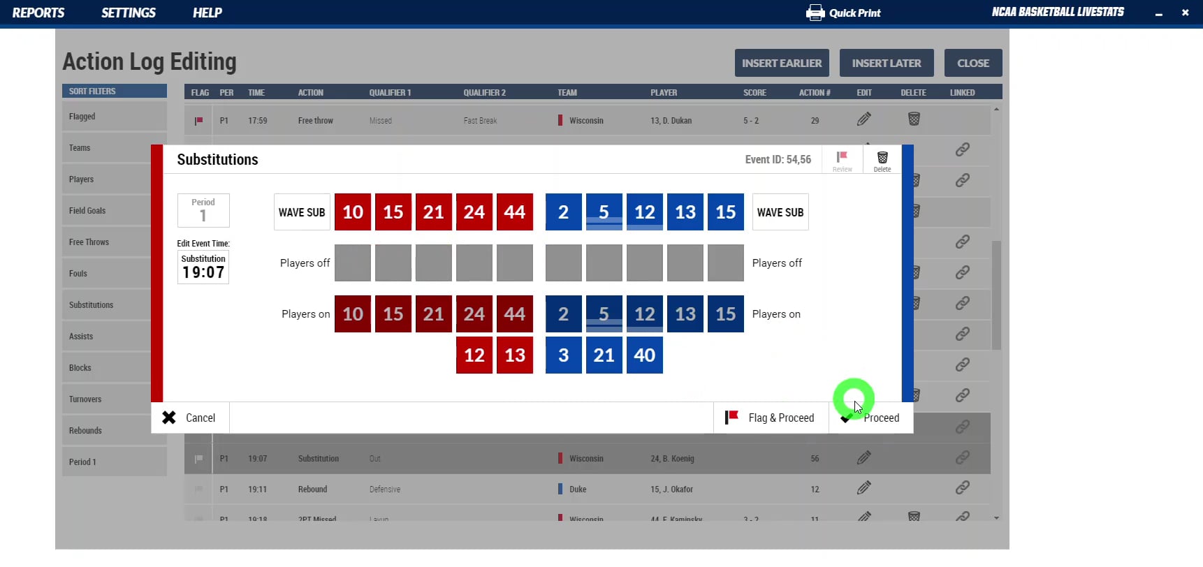 NCAA LiveStats Basketball Editing Substitutions on Vimeo