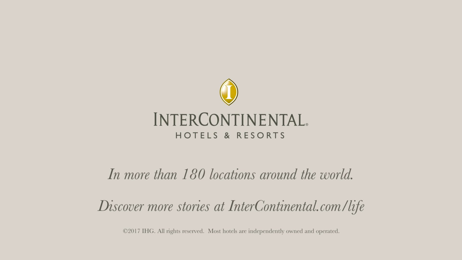 Intercontinental Hotel Group "Experience" (:30)