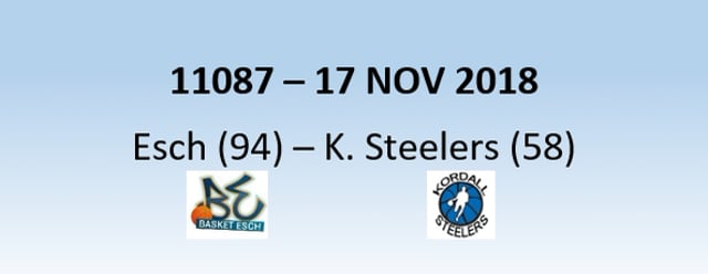 N1H 11087 Basket Esch ( 94 )  - Kordall Steelers ( 58 ) 17/11/2018
