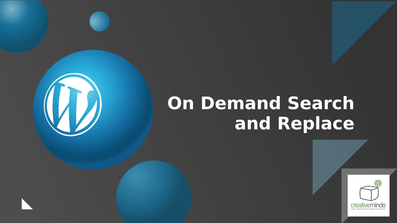 The On Demand Search and Replace Content on Your WordPress Site on Vimeo