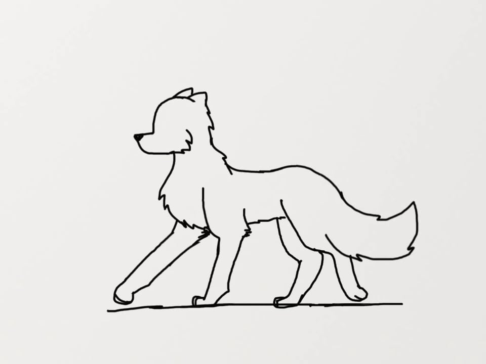 wolf walking drawing