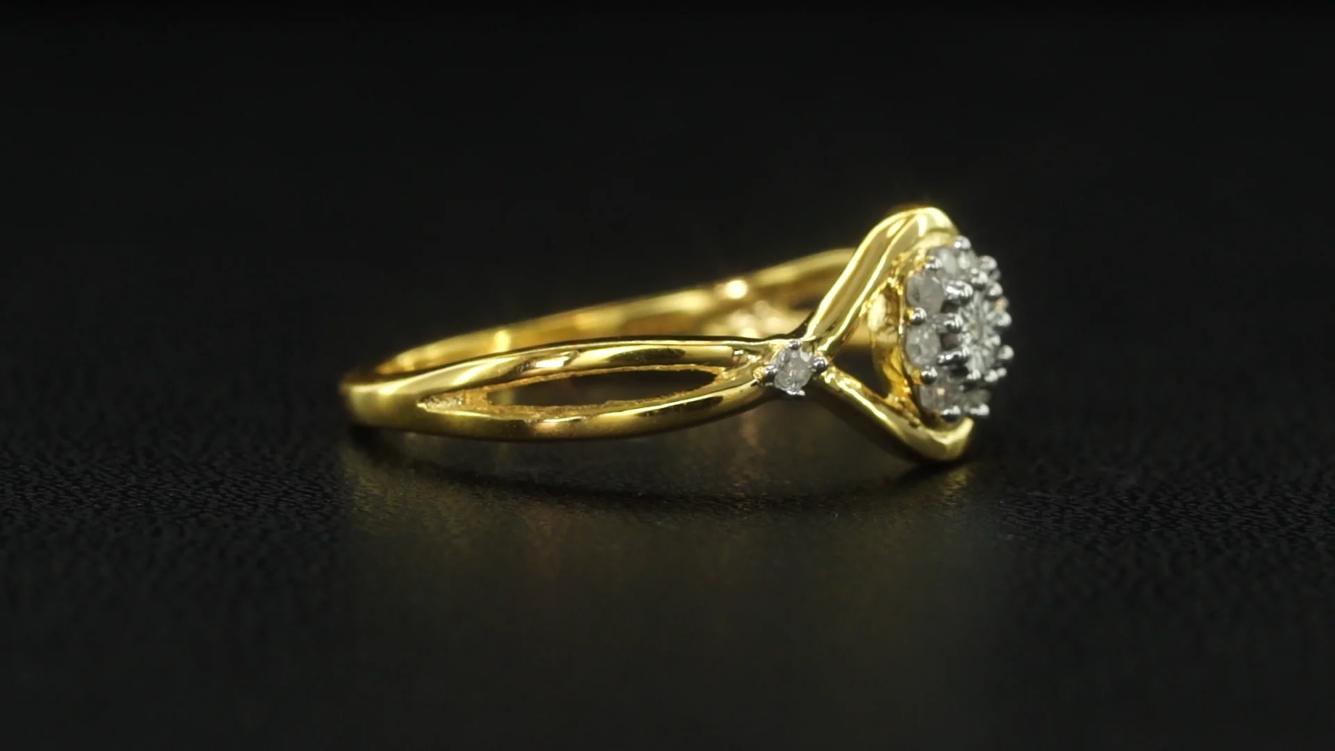 Diamond Ring in Gold Plated Sterling Silver (Miracle Plate Setting