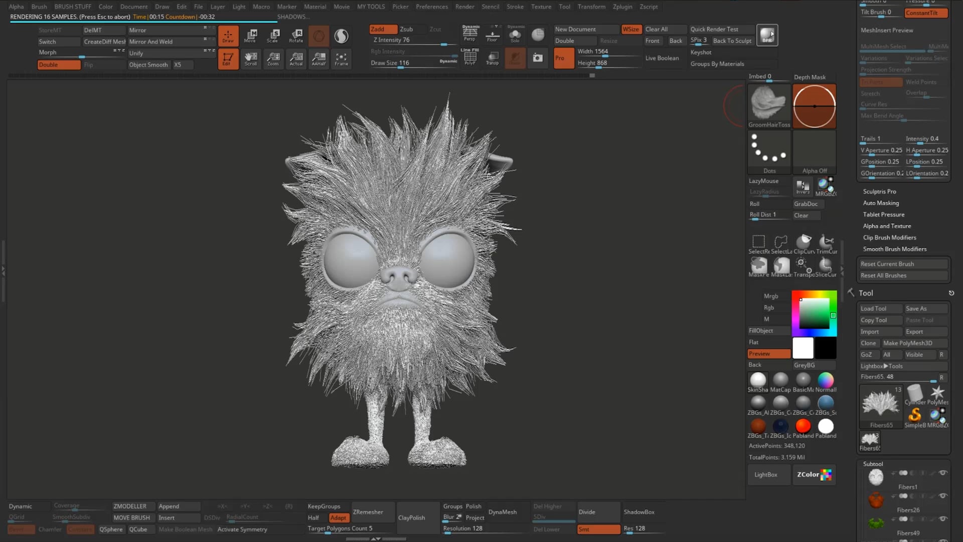 05 Finishing Your Sculpt - ZBRUSH FIBERMESH GROOMING on Vimeo