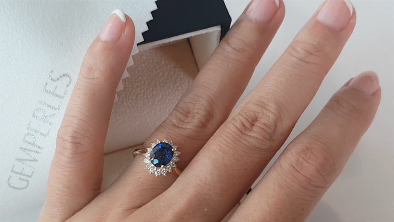 Anello Flora blue, oro giallo | Gemperles