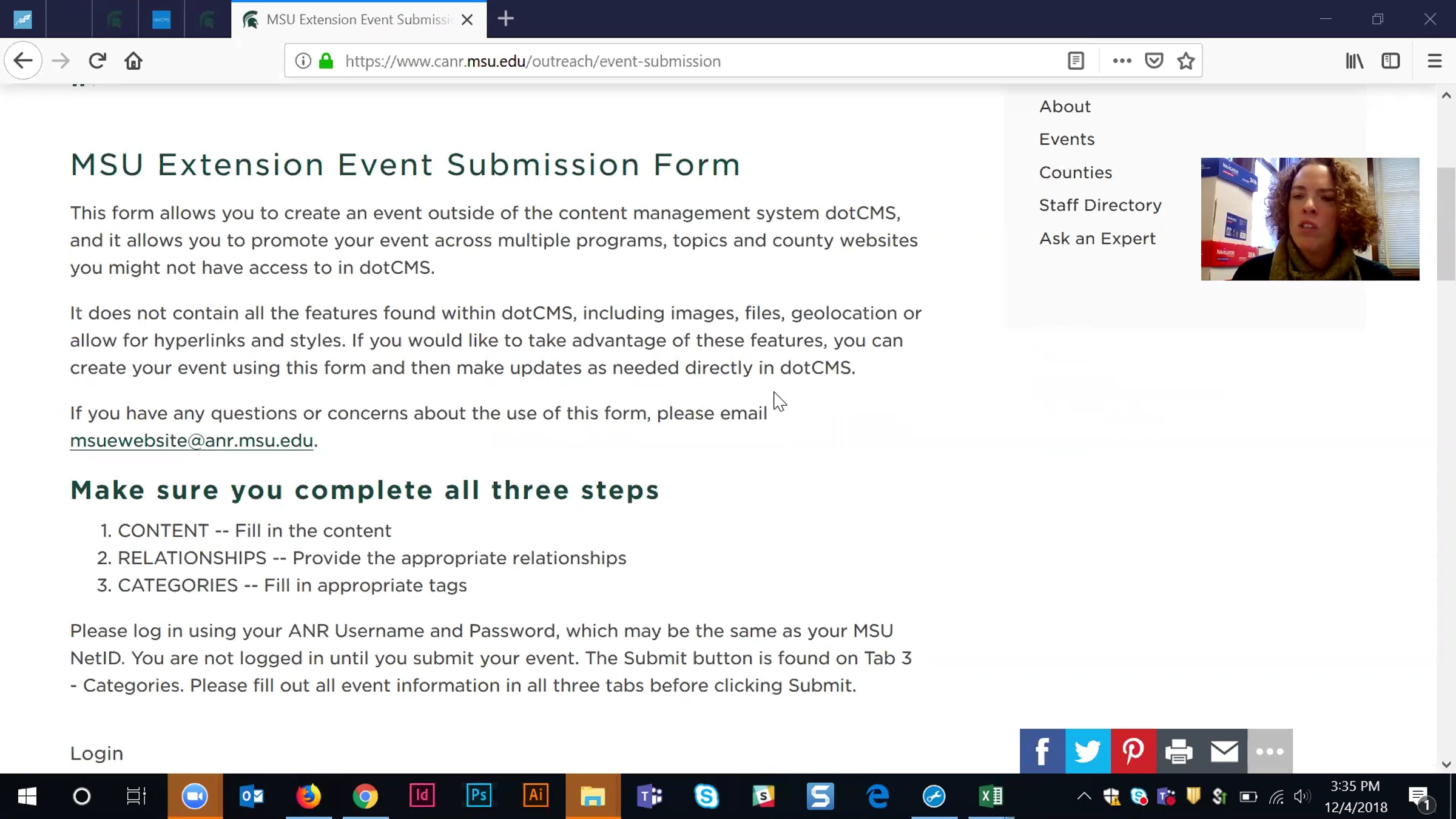 MSU Extension Event Submission Form dotCMS Training | Videos & Movies ...