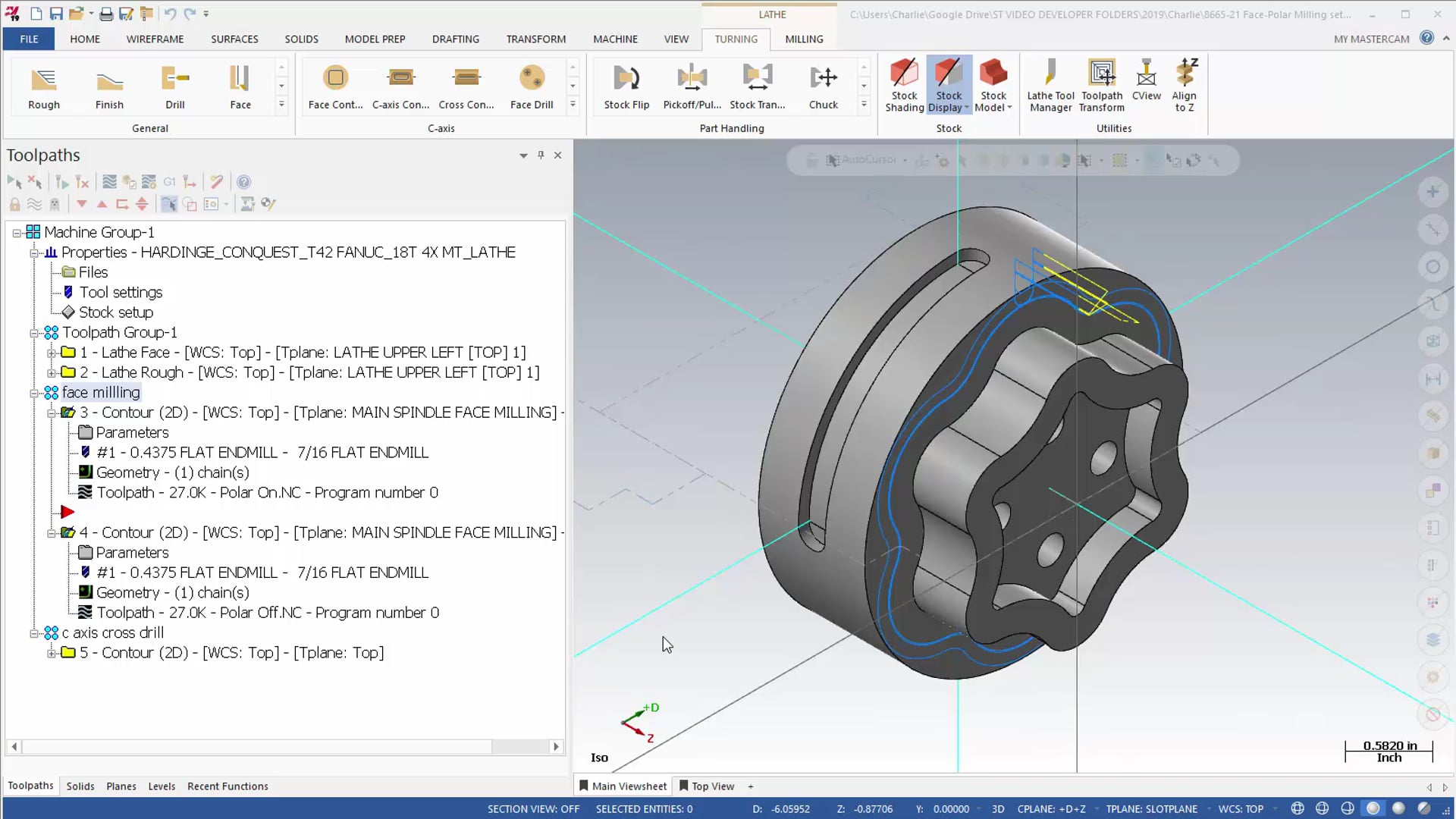 Face / Radial Polar Milling Settings