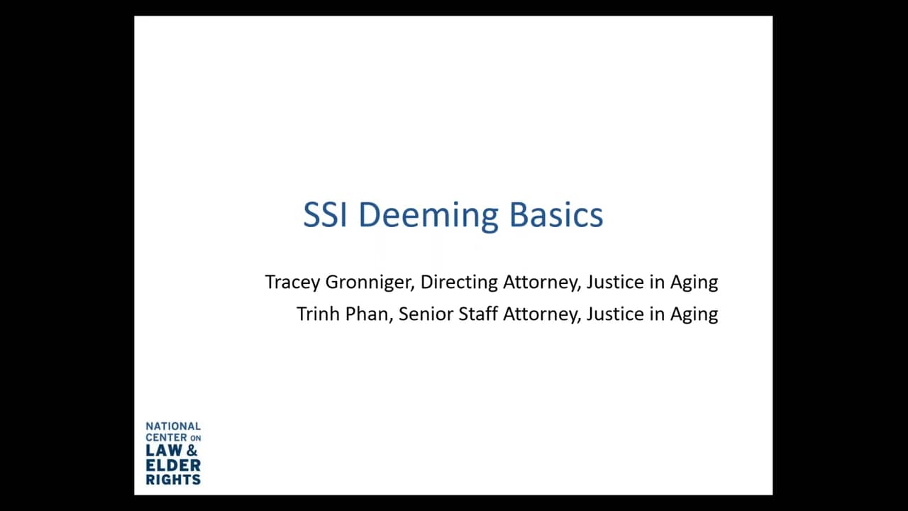 Supplemental Security (SSI) Deeming on Vimeo