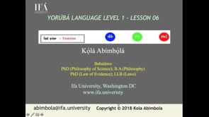 Yorùbá L1 Lesson 6