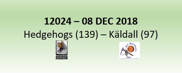 N2H 12024 Hedgehogs Bascharage (139) - Kayldall (97) 08/12/2018