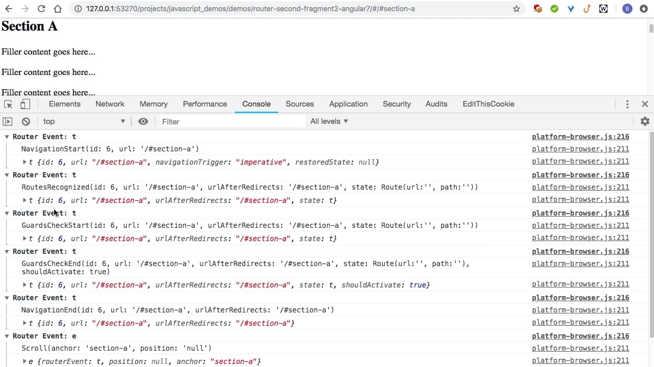 Enabling The SecondClick Of A RouterLink Fragment Using