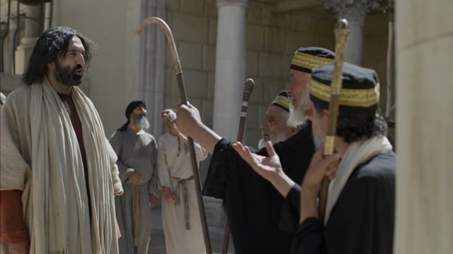 Jesus teaching in temple confronted by pharisees2