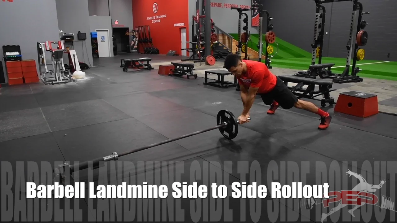 Barbell Landmine Side to Side Rollout