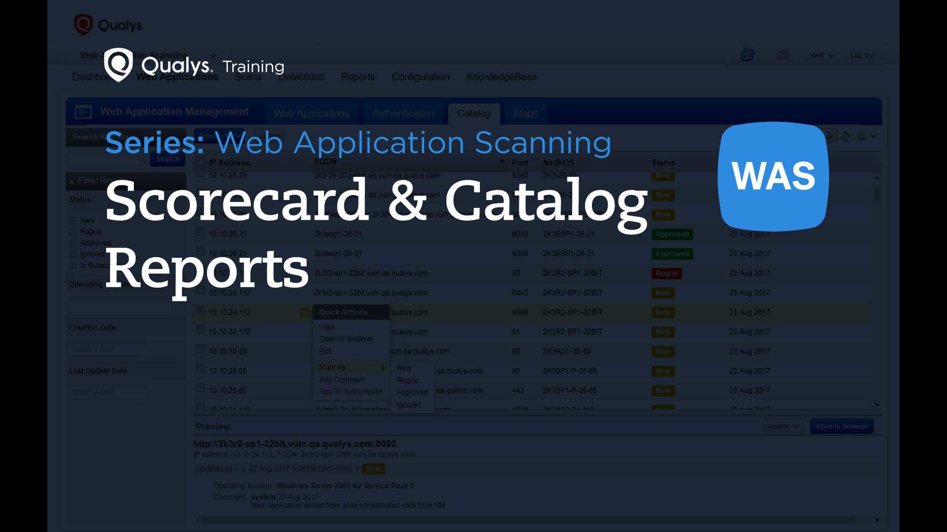 Scorecard and Catalog Reports
