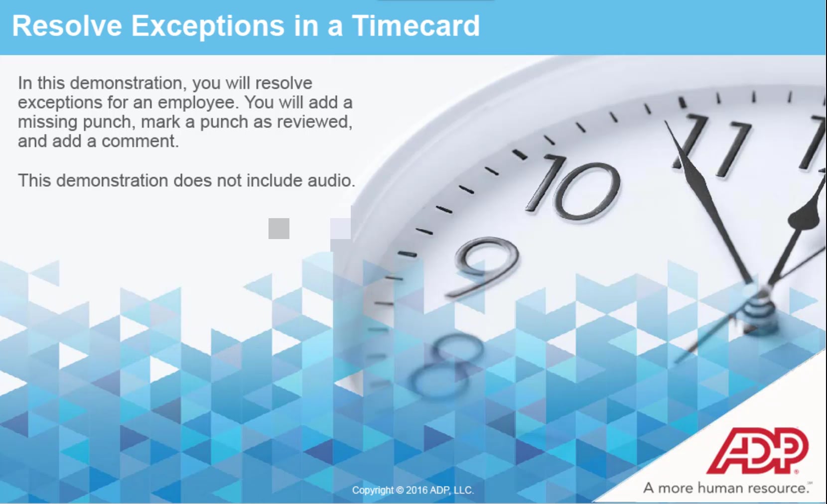 ADP Resolve Exceptions in a Timecard on Vimeo