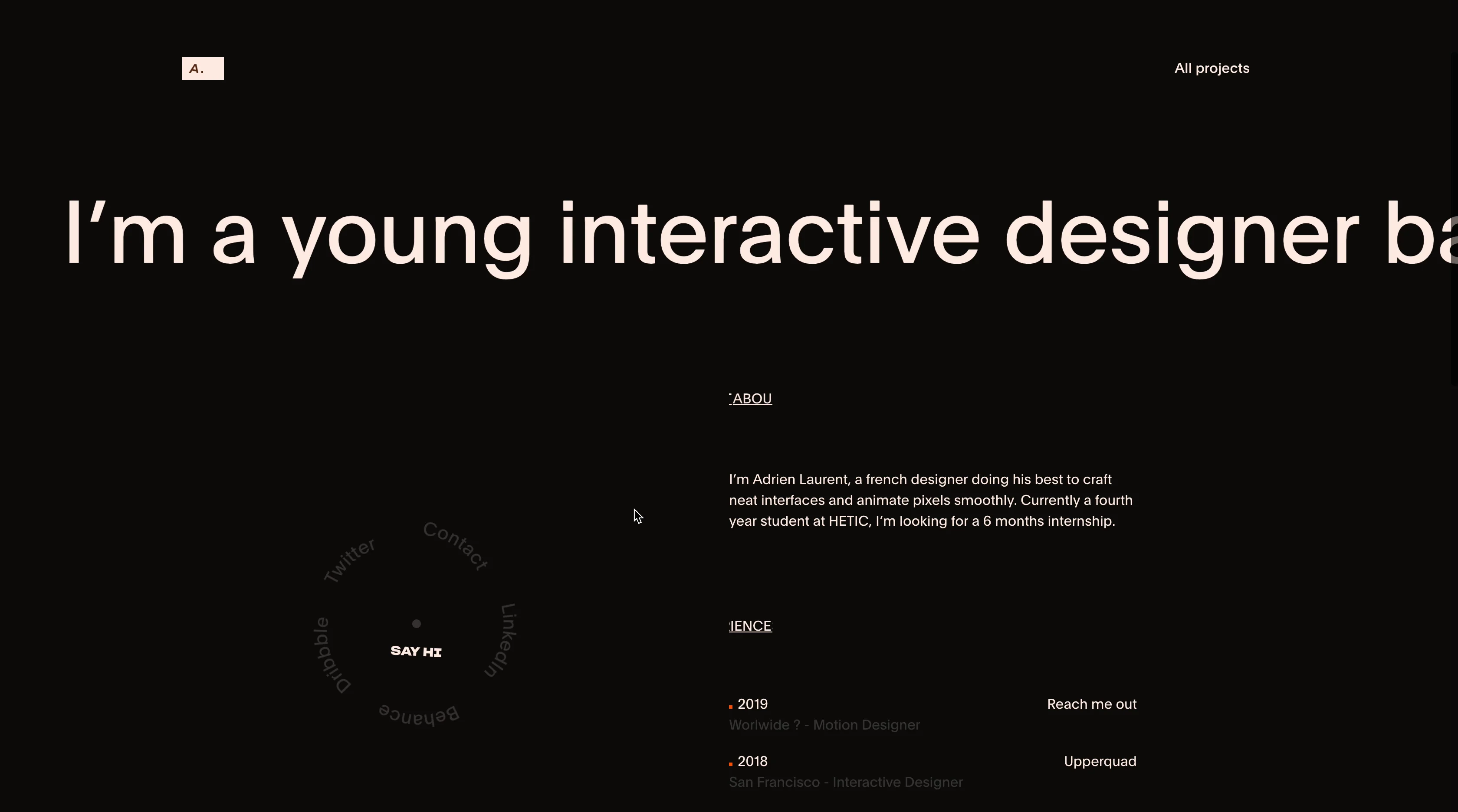 Adrien Laurent Portfolio - About page