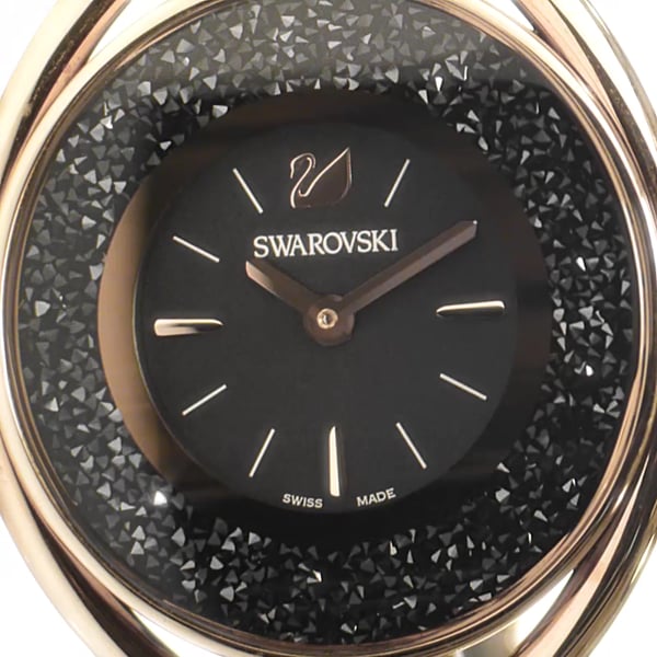 Swarovski Crystalline Oval Watch, Metal bracelet, Black, Rose gold tone  5480507