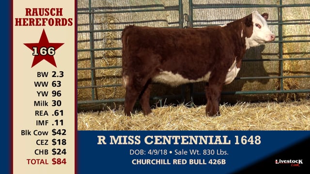 Lot #166 - R MISS CENTENNIAL 1648
