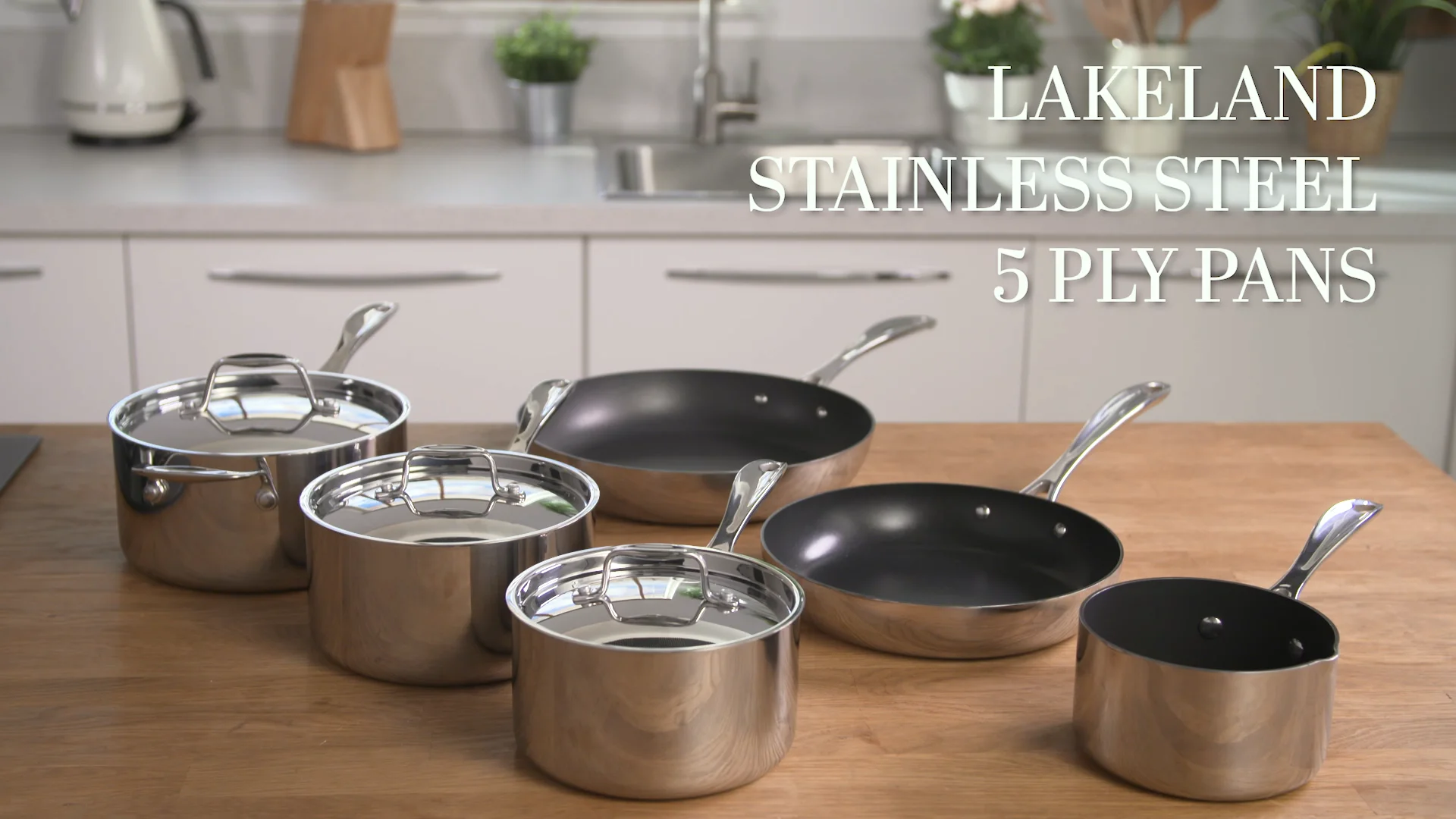 Lakeland Stainless Steel 5 Ply Pans set on Vimeo