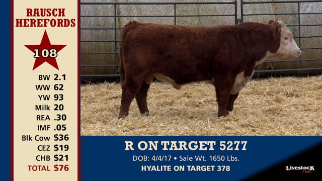 Lot #108 - R ON TARGET 5277