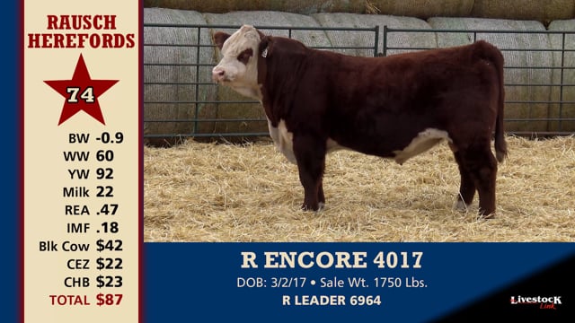 Lot #74 - R ENCORE 4017