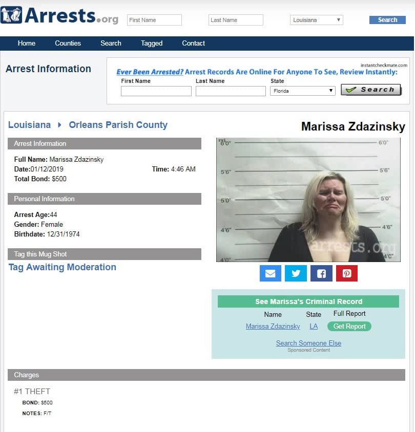 Ask Molly Golightly aka Marissa Lynn Zdazinsky ARRESTED in New Orleans