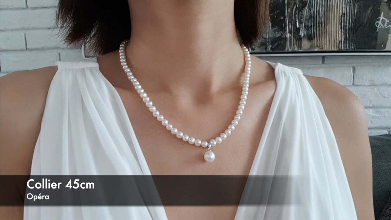 Collier En Perles Blanches Classique - Longueur 45 Cm, Parfait état - Occasion