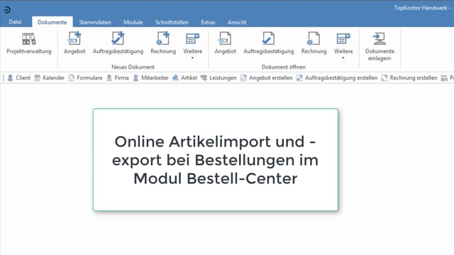 Onlineshop Bestellung Artikelimport und -export