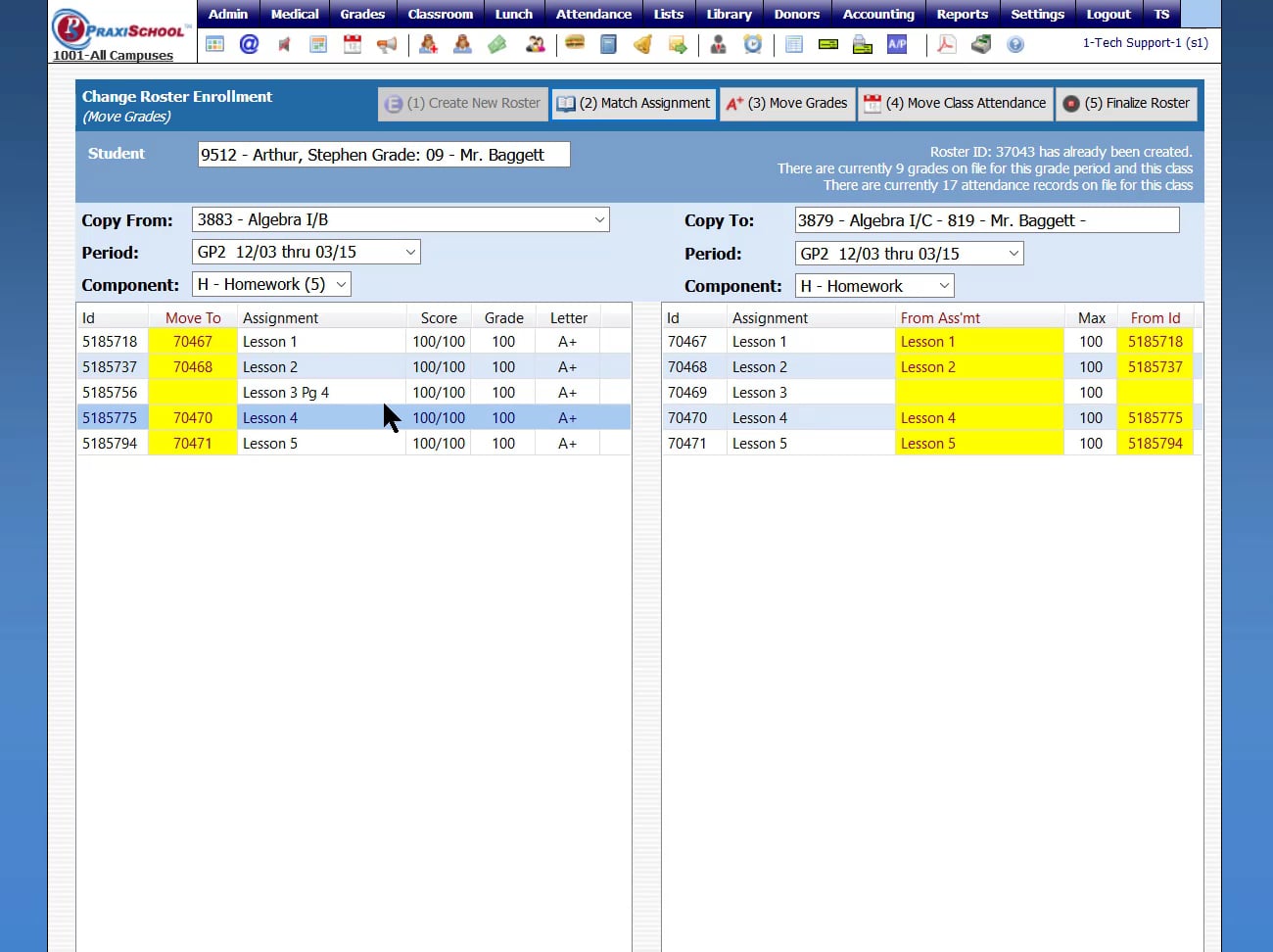 Change Roster Enrollment Move Grades on Vimeo